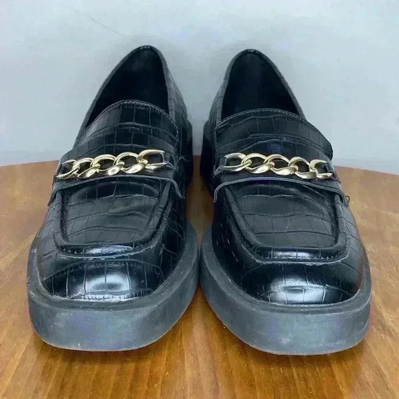 Reaction Kenneth Cole Black Sienna Lug Loafer Womens Size 9 Chunky - Picture 2 of 8